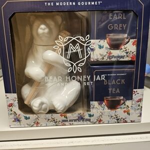 Bear Honey Jar and Tea Set - White